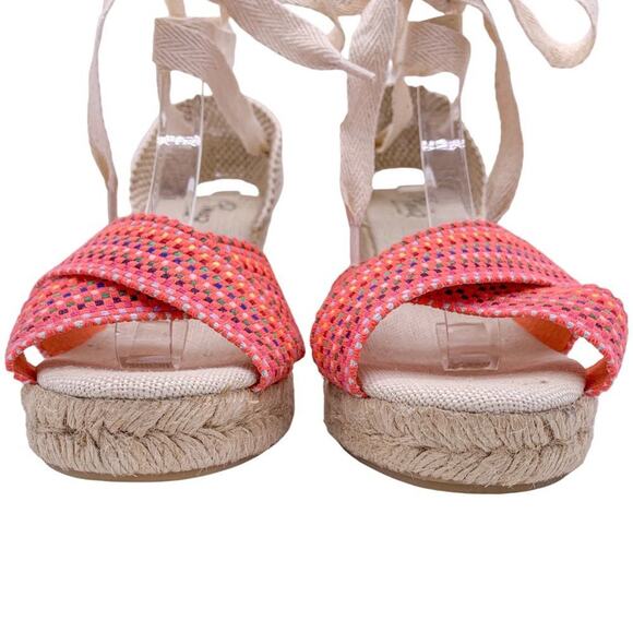 Pinaz Open Toe Cross Strap Wrap Tie Raffia Espadrilles Wedge Sandal Multicolor - Picture 4 of 9